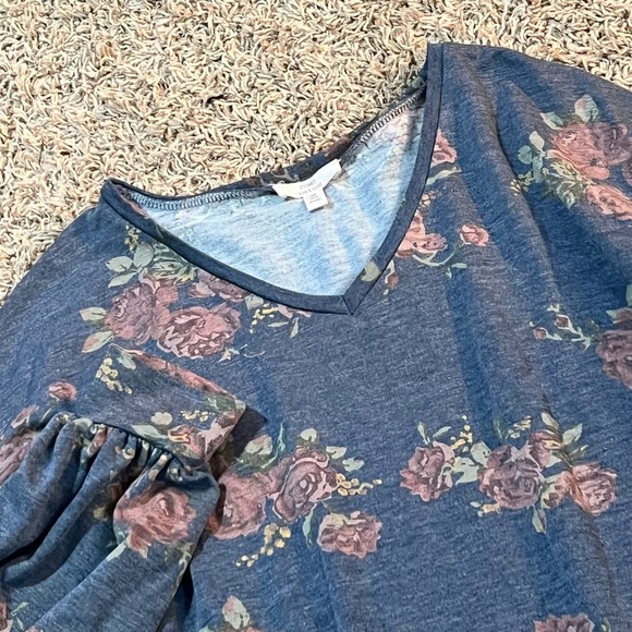 Como Vintage Dresses & Skirts - COMO VINTAGE Floral Print Long Sleeve V Neck Casual Dress Women's Size M